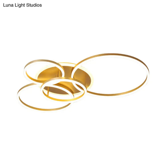 Modernist Led Flushmount Gold Hoop Ceiling Light Acrylic Shade Warm/White – 2/3/5-Head