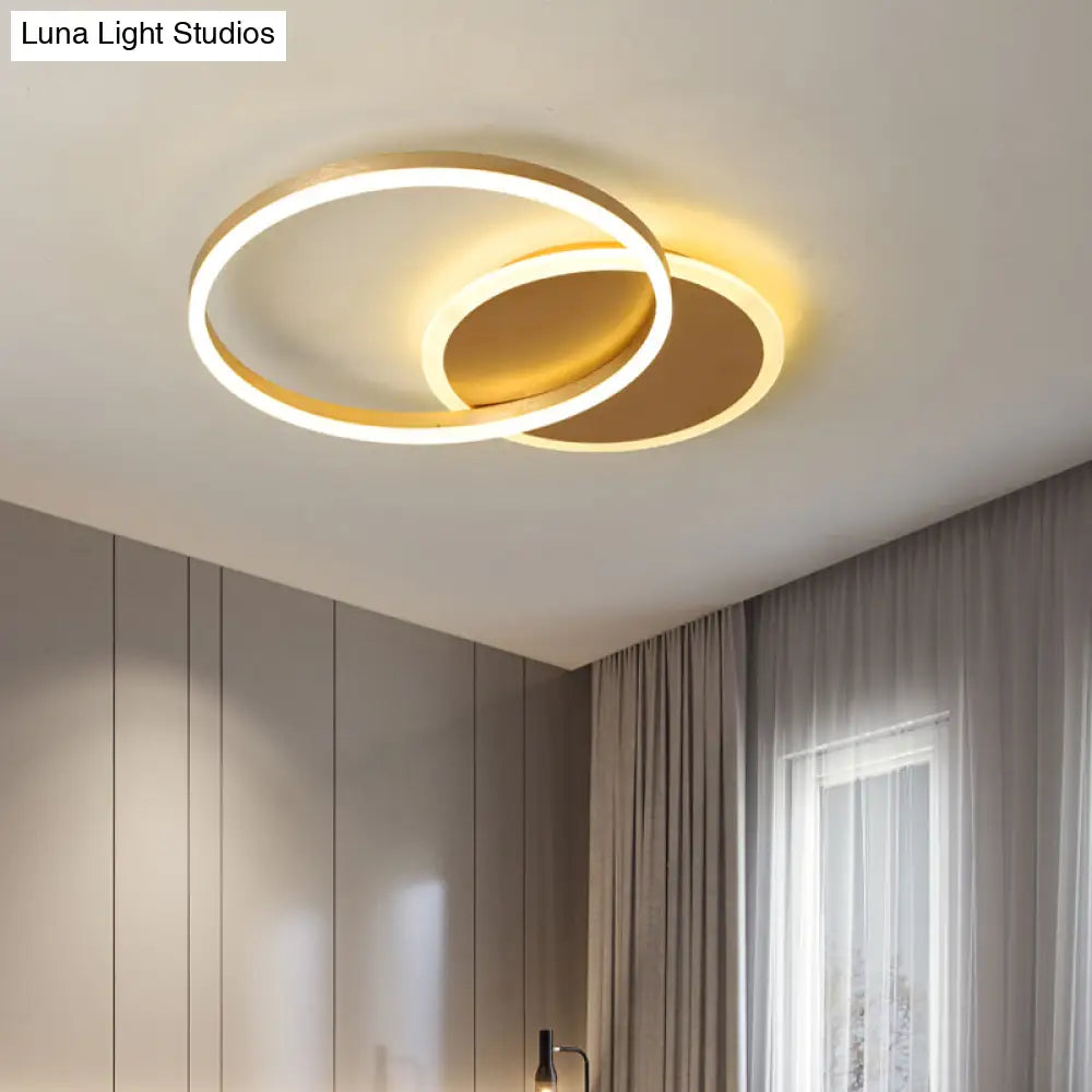 Modernist Led Flushmount Gold Hoop Ceiling Light Acrylic Shade Warm/White 2/3/5-Head