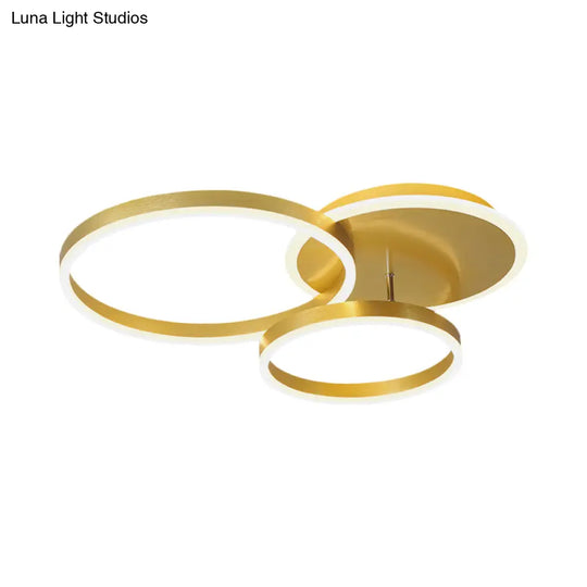 Modernist Led Flushmount Gold Hoop Ceiling Light Acrylic Shade Warm/White – 2/3/5-Head