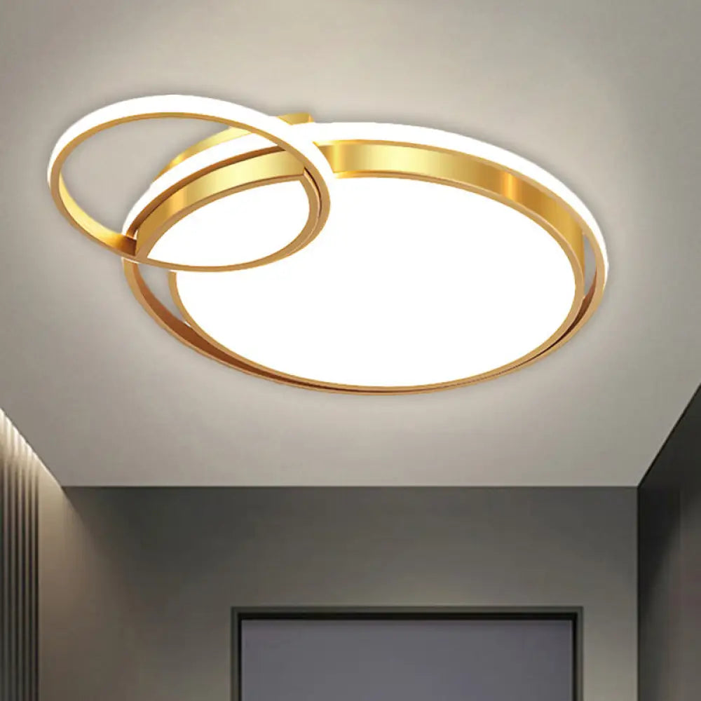 Modernist Led Gold Metal Crossed Flush Mount Ceiling Light Fixture For Bedroom 16.6’/20.5’ W