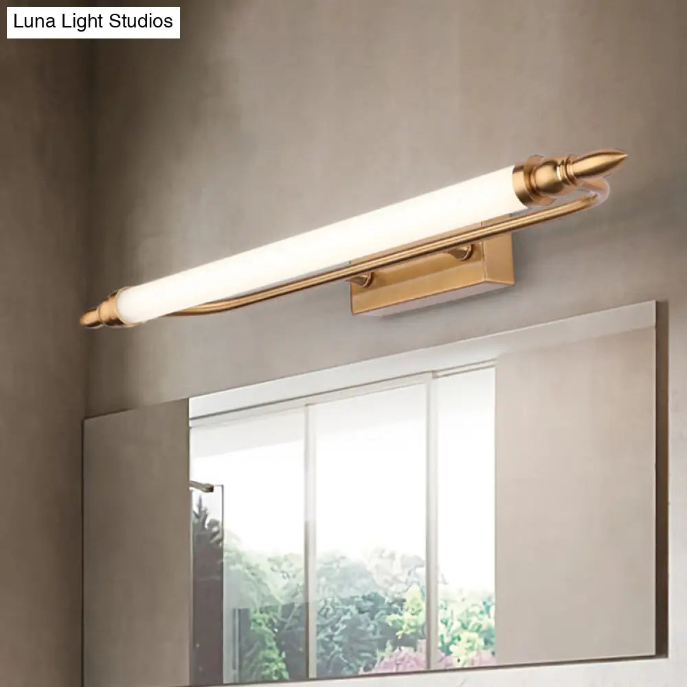 Modernist Led Gold Tube Metal Vanity Wall Lamp In Natural Light - 21.5/25.5/29.5 Wide