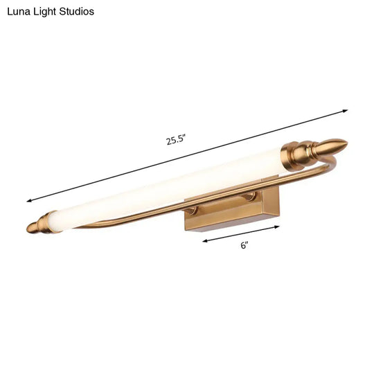 Modernist Led Gold Tube Metal Vanity Wall Lamp In Natural Light - 21.5/25.5/29.5 Wide