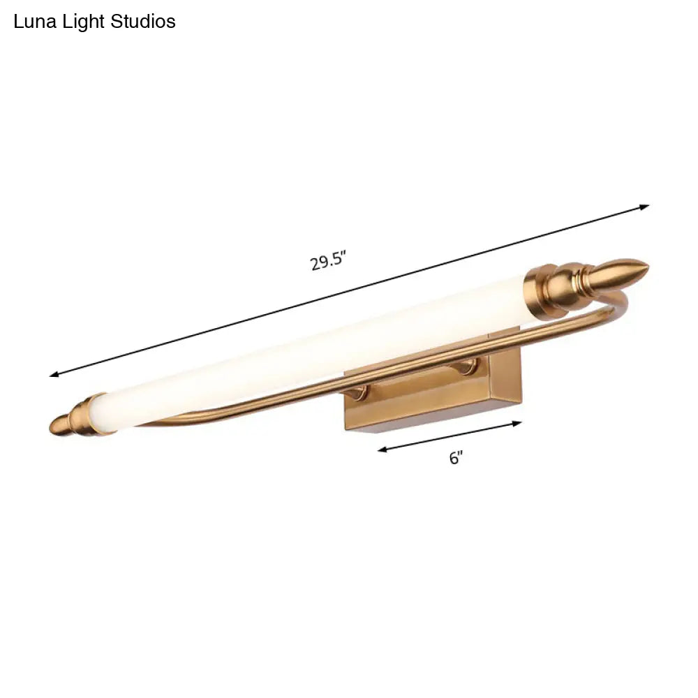 Modernist Led Gold Tube Metal Vanity Wall Lamp In Natural Light - 21.5/25.5/29.5 Wide