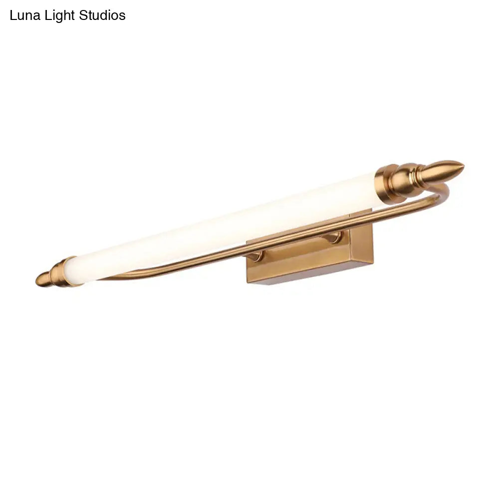 Modernist Led Gold Tube Metal Vanity Wall Lamp In Natural Light - 21.5/25.5/29.5 Wide