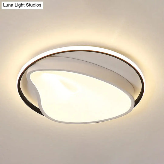 Modernist Led Grey Flush Mount Ceiling Lamp With Metal Ring & Acrylic Diffuser