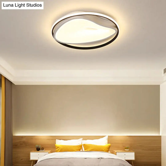 Modernist Led Grey Flush Mount Ceiling Lamp With Metal Ring & Acrylic Diffuser