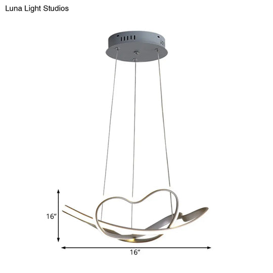 16/19.5 Wide Grey Twisted Chandelier Lamp - Modern Led Acrylic Hanging Light Kit In White/Warm