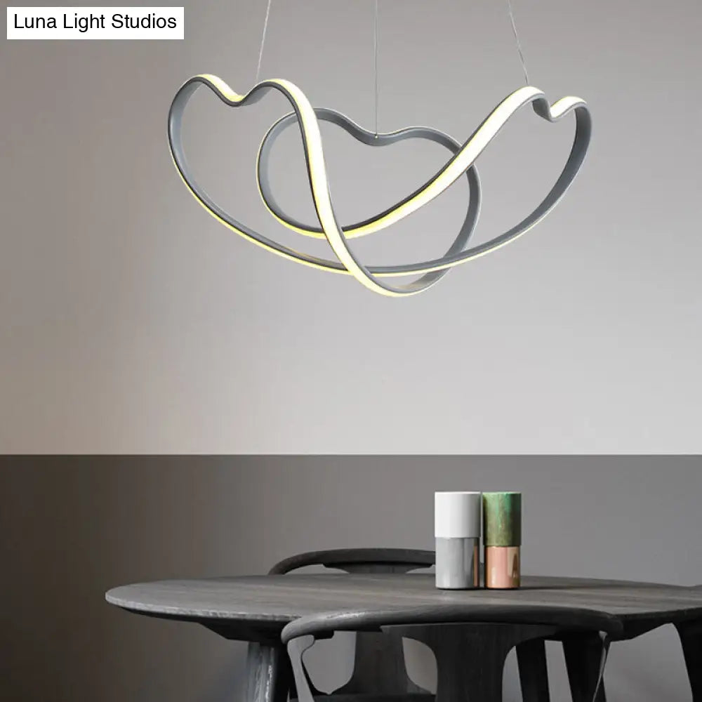 16/19.5 Wide Grey Twisted Chandelier Lamp - Modern Led Acrylic Hanging Light Kit In White/Warm /