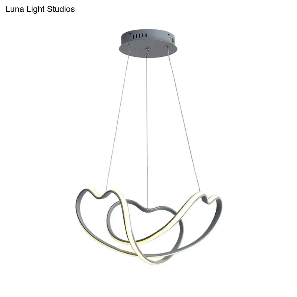 Modernist Led Hanging Light Kit - 16’/19.5’ Wide Grey Twisted Chandelier Lamp With Acrylic Leds