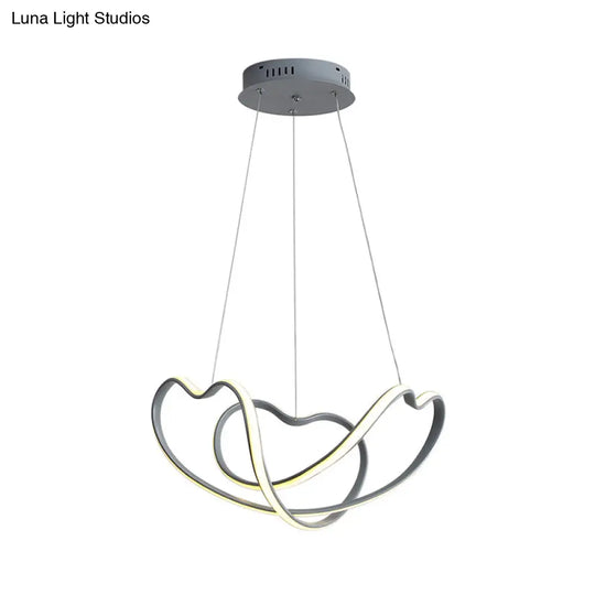 Modernist Led Hanging Light Kit - 16’/19.5’ Wide Grey Twisted Chandelier Lamp With Acrylic Leds