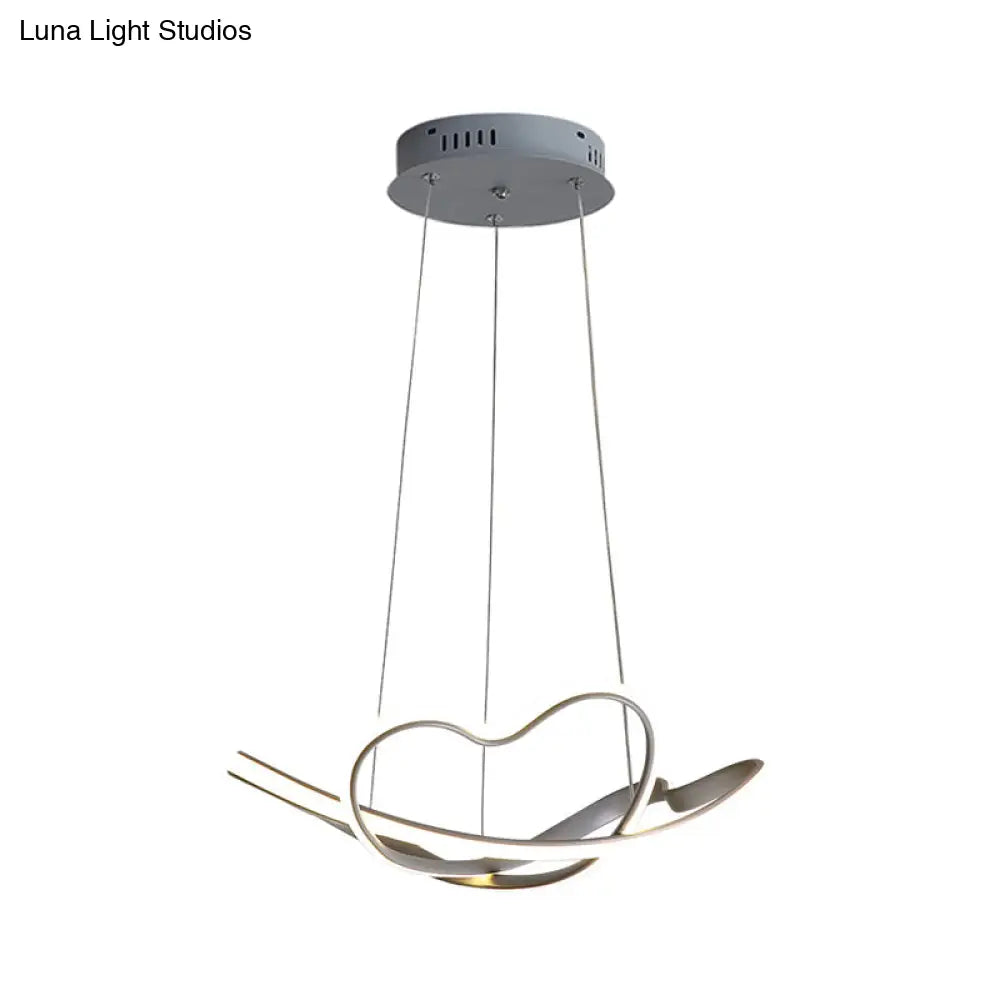 Modernist Led Hanging Light Kit - 16’/19.5’ Wide Grey Twisted Chandelier Lamp With Acrylic Leds