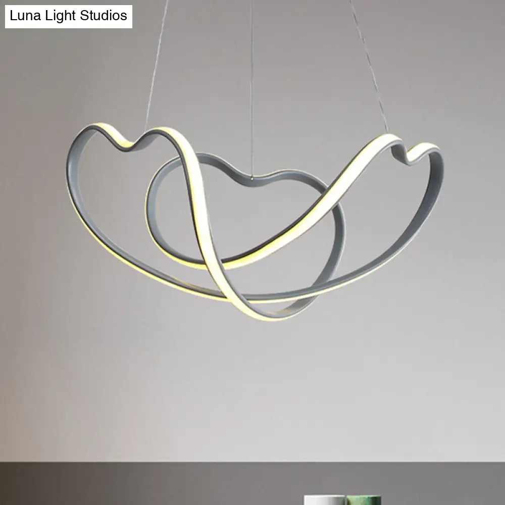 Modernist Led Hanging Light Kit - 16’/19.5’ Wide Grey Twisted Chandelier Lamp With Acrylic Leds