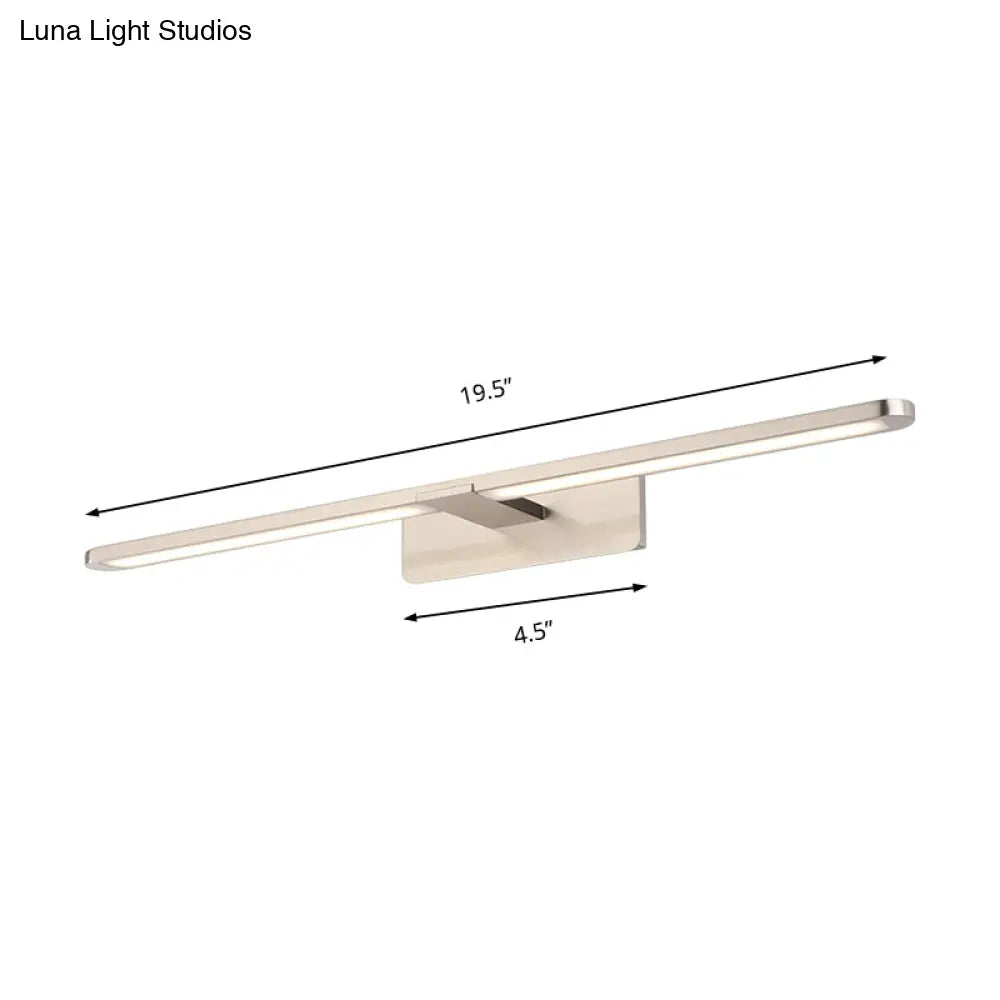 Modernist Led Metal Wall Sconce Lamp - White/Warm Light 19.5/23.5/34 Wide Silver/Nickel Finish