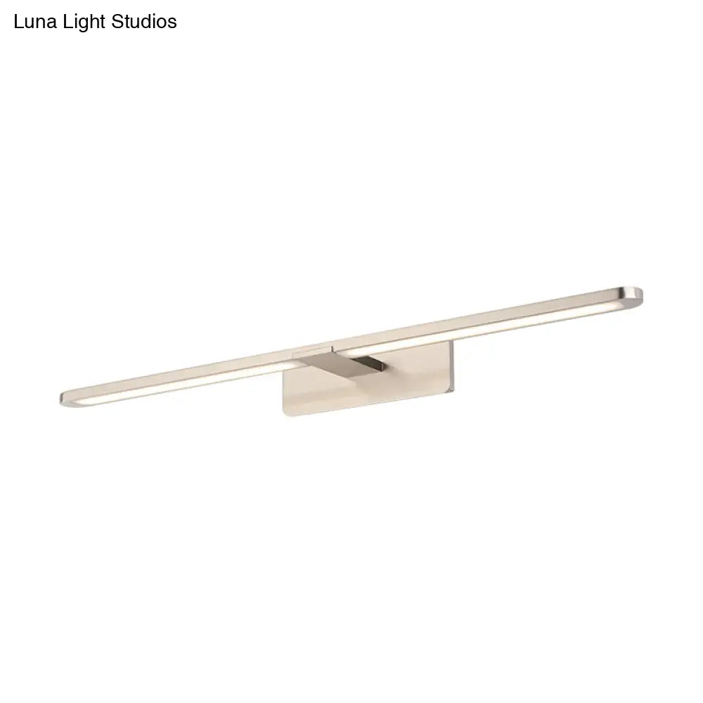 Modernist Led Metal Wall Sconce Lamp - White/Warm Light 19.5/23.5/34 Wide Silver/Nickel Finish