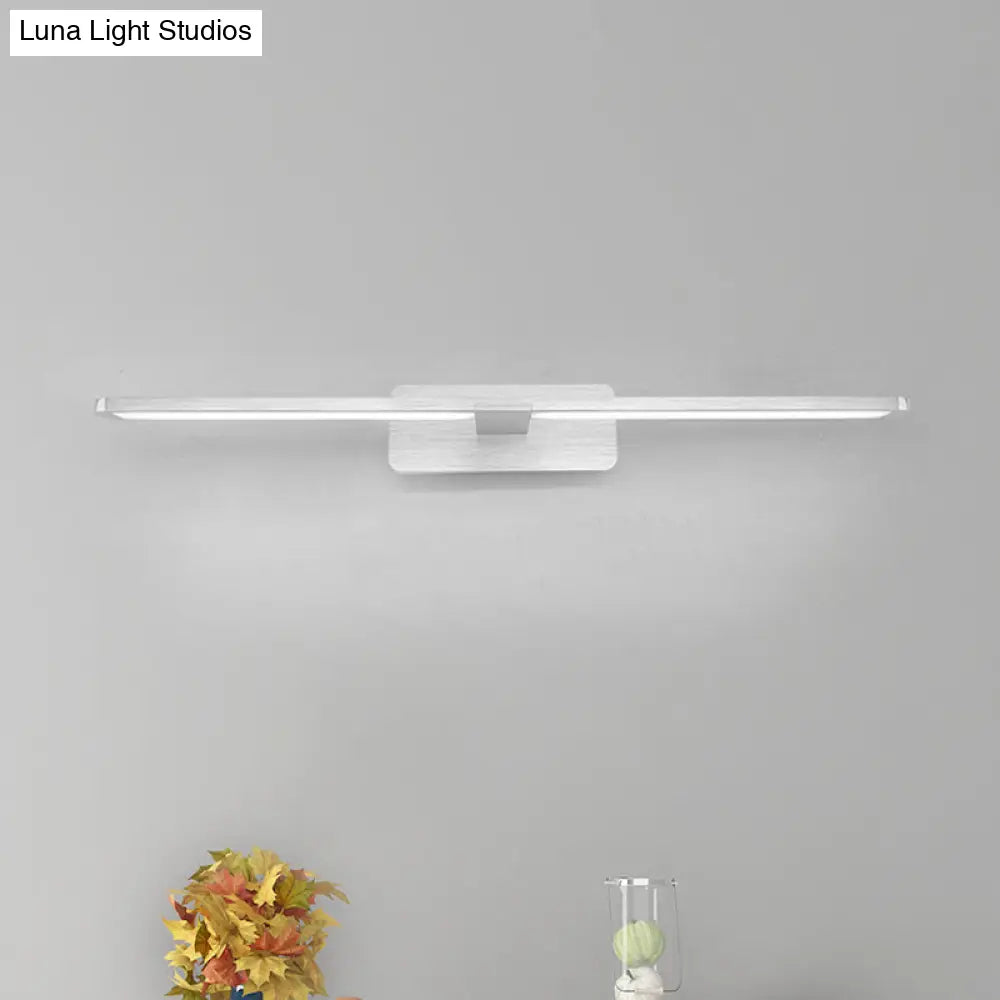 Modernist Led Metal Wall Sconce Lamp - White/Warm Light 19.5/23.5/34 Wide Silver/Nickel Finish