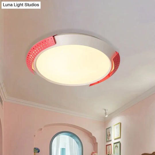 Modernist Led Pink/Gold Round Metal Ceiling Fixture With Hollow Design 16’/19.5’/23.5’ W