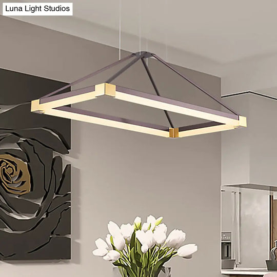 Modern Pyramid Chandelier - White/Coffee 23.5/31.5/39 Wide Led Metal Ceiling Pendant Fixture Warm