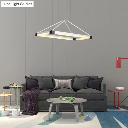 Modern Pyramid Chandelier - White/Coffee 23.5/31.5/39 Wide Led Metal Ceiling Pendant Fixture Warm