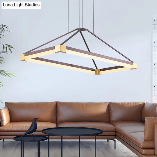 Modern Pyramid Chandelier - White/Coffee 23.5/31.5/39 Wide Led Metal Ceiling Pendant Fixture Warm