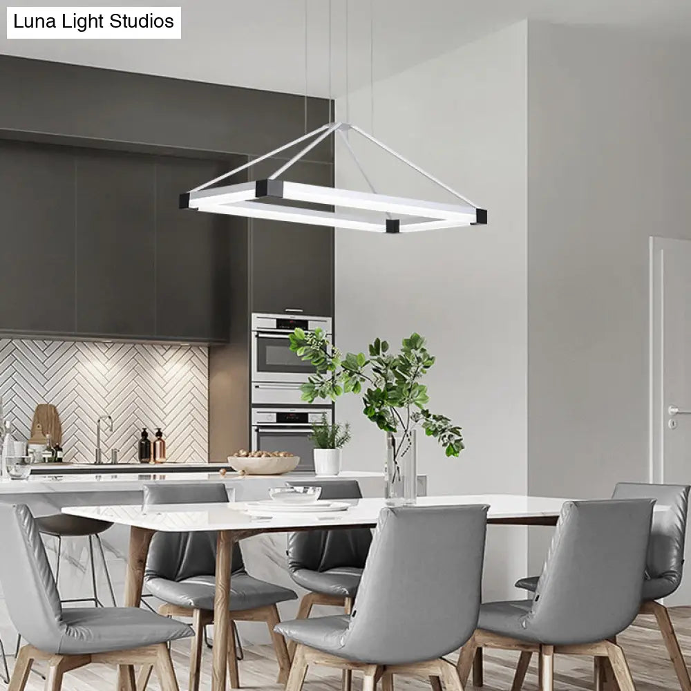 Modern Pyramid Chandelier - White/Coffee 23.5/31.5/39 Wide Led Metal Ceiling Pendant Fixture Warm