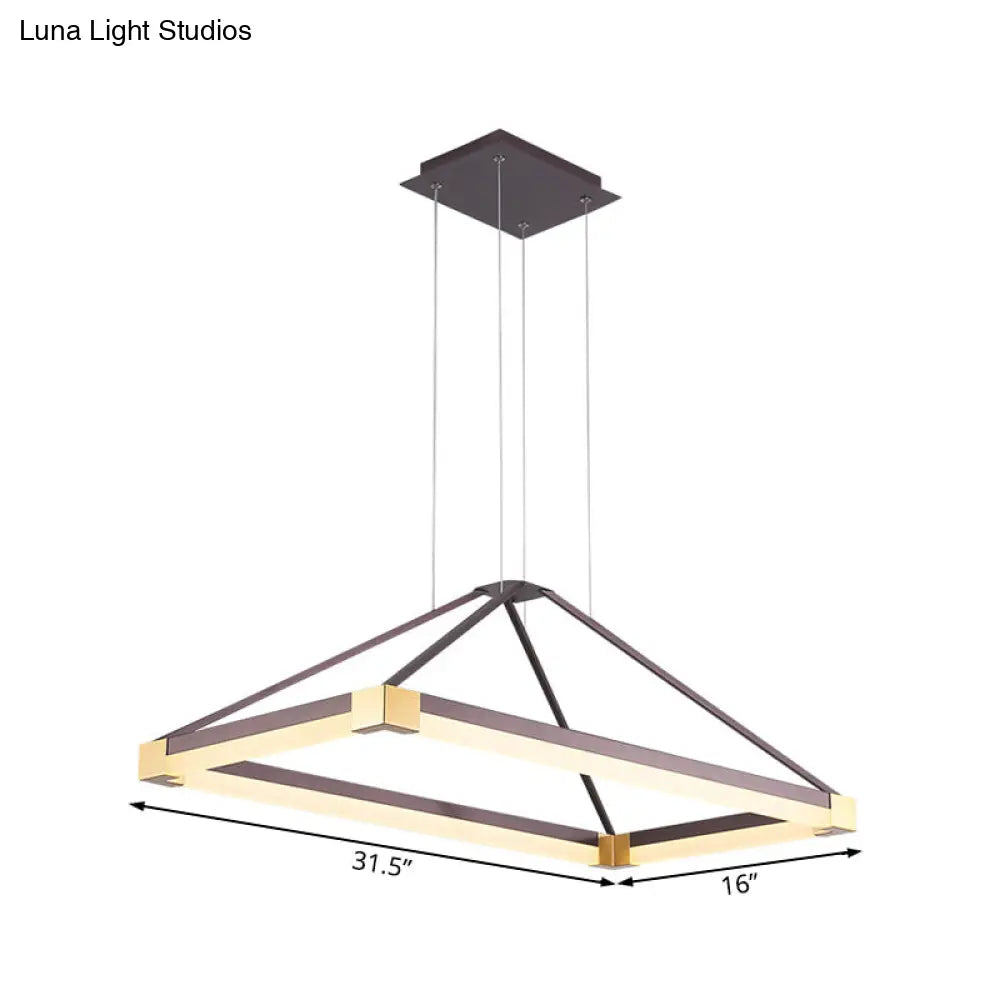 Modern Pyramid Chandelier - White/Coffee 23.5/31.5/39 Wide Led Metal Ceiling Pendant Fixture Warm