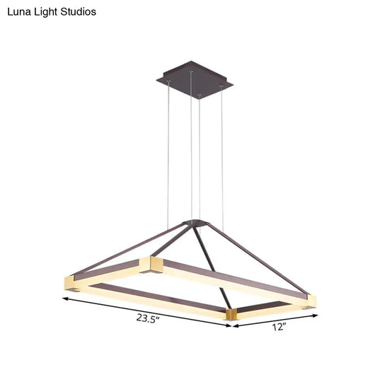 Modern Pyramid Chandelier - White/Coffee 23.5/31.5/39 Wide Led Metal Ceiling Pendant Fixture Warm