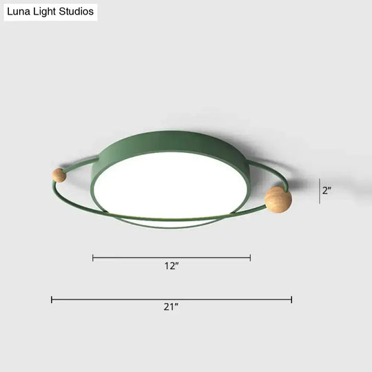 Modernist Led Ringed Planet Flush Light For Bedroom Ceiling - Acrylic Lamp