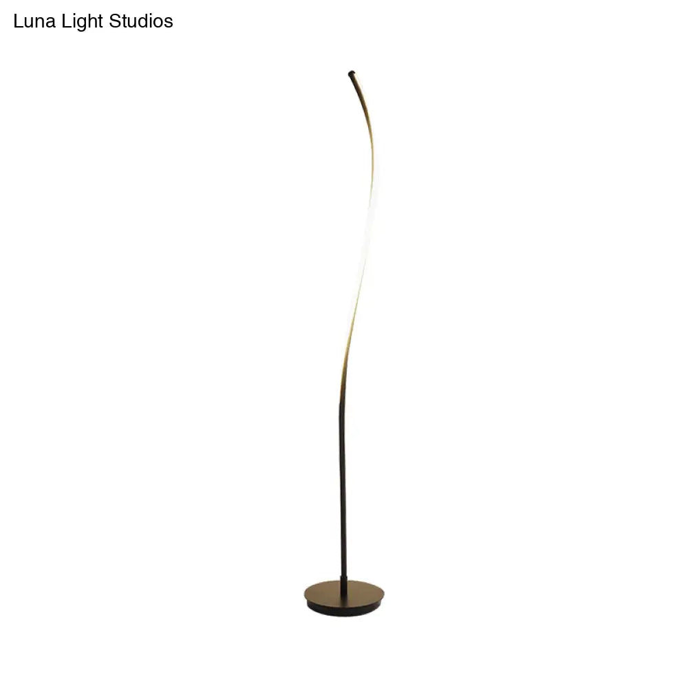 Modernist Led Spiral Floor Lamp For Drawing Room - Black/White Metallic Reading Light