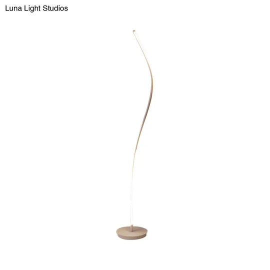 Modernist Led Spiral Floor Lamp For Drawing Room - Black/White Metallic Reading Light