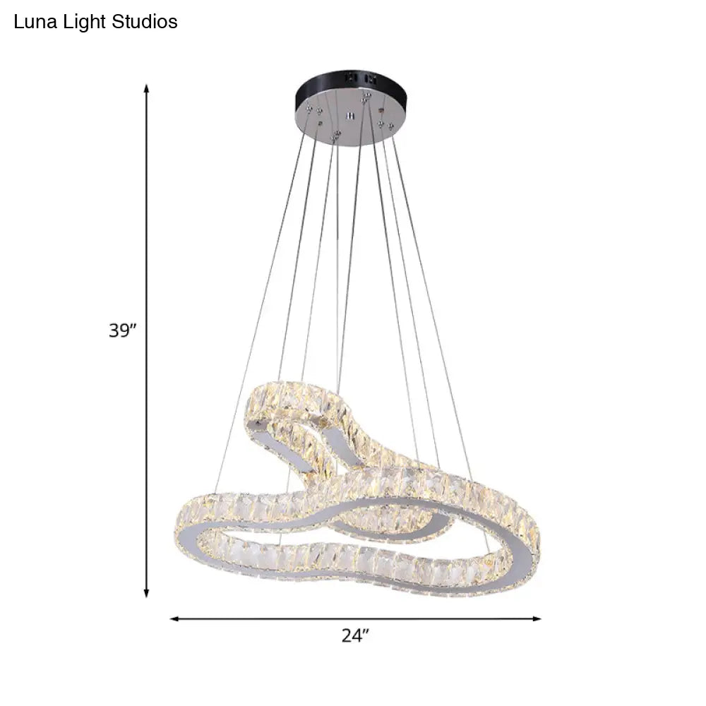 Modernist Led Suspension Chandelier: Crystal Stainless Steel Double Gourd-Shape Ceiling Lamp