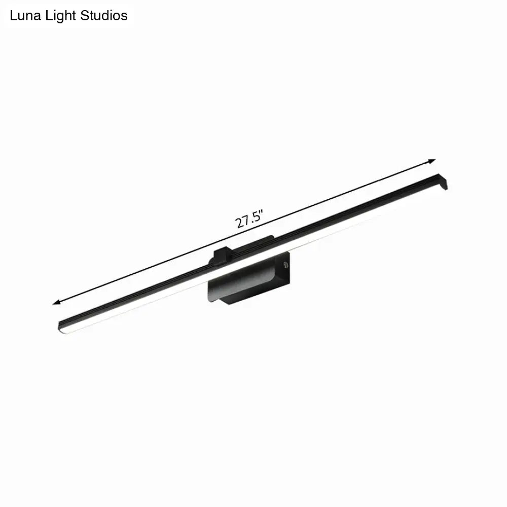 Modernist Led Vanity Light Fixture - Black/White Linear Design 16/19.5 Width Warm/White