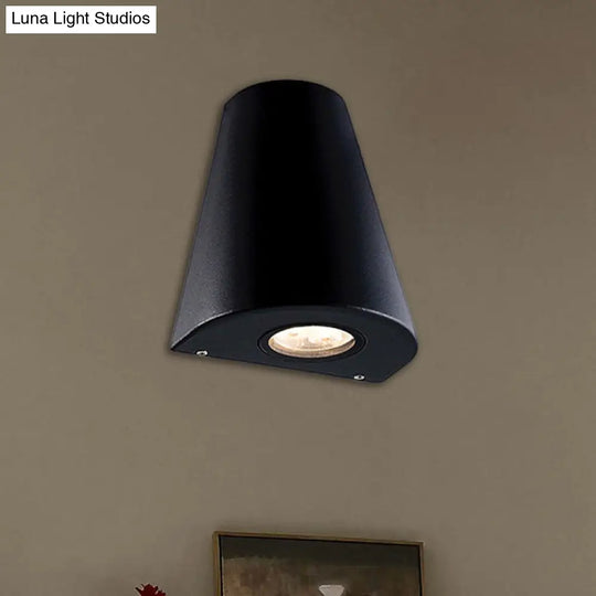 Modernist Led Wall Sconce With Aluminum Shade - Black/Gray Tapered Design For Porch Warm/White