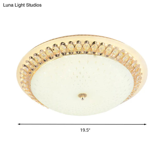 Modernist Led White Ceiling Mount With Clear Crystal Decoration - Dome Glass Flush Lamp In