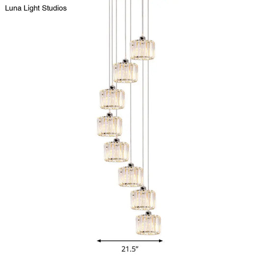 Modern 10-Head Cluster Pendant Light With Crystal Shade - Elegant Lobby Hanging Lamp