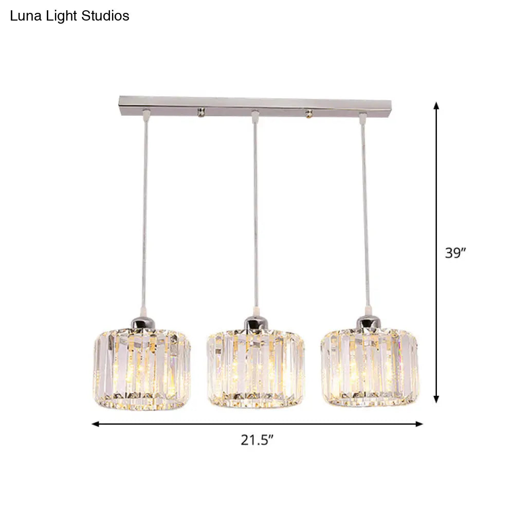 Modernist Lobby Pendant Light With Clustered Crystal Shades - Choose From 3 8 Or 10 Head Options