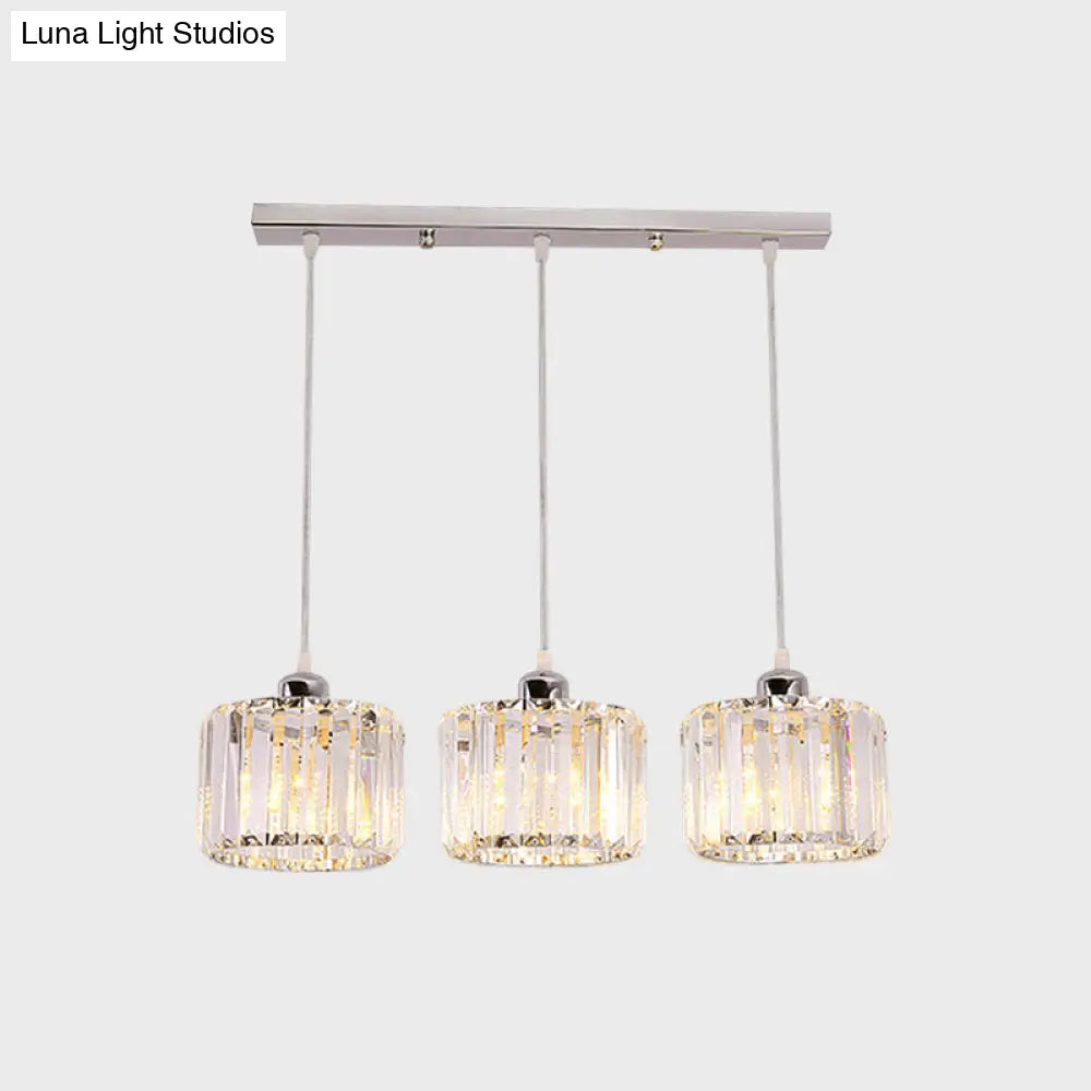 Modernist Lobby Pendant Light With Clustered Crystal Shades - Choose From 3 8 Or 10 Head Options