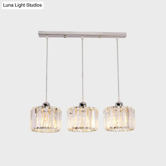 Modernist Lobby Pendant Light With Clustered Crystal Shades - Choose From 3 8 Or 10 Head Options