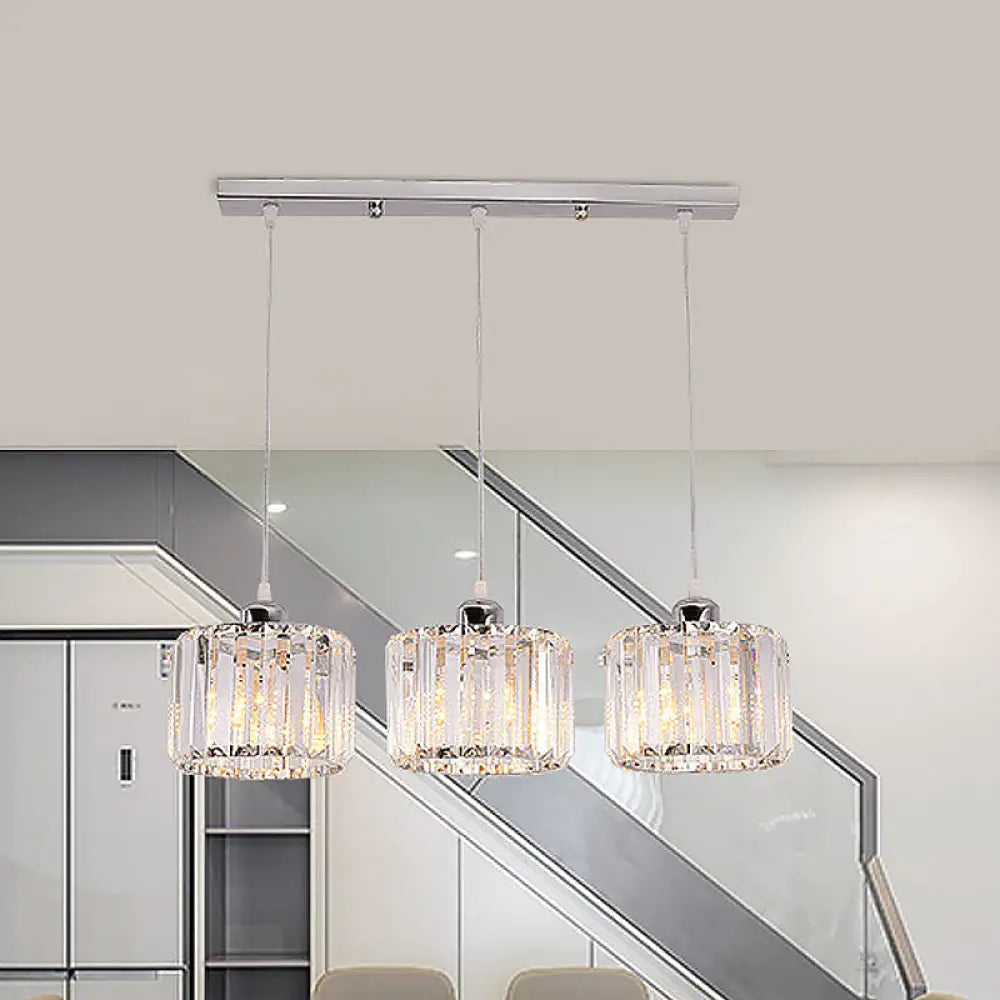 Modernist Lobby Pendant Light With Clustered Crystal Shades - Choose From 3 8 Or 10 Head Options /