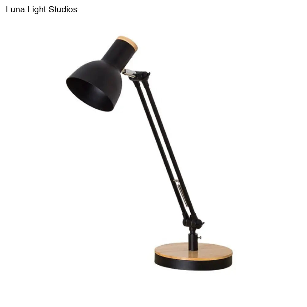 Modernist Metal Desk Light With Rotating Node - Black/White Night Table Lamp