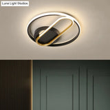 Modernist Metal Flush Ceiling Lighting Fixture - Ring And Oval Design 16.5’/20.5’ Width Led