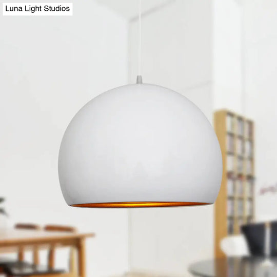 Modernist Metal Globe Down Lighting Suspension Lamp - 1 Head Black/White 10/14 Wide White / 10