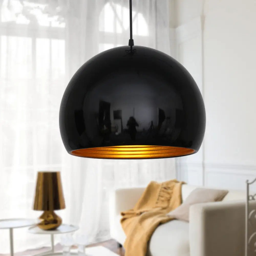 Modernist Metal Globe Down Lighting Ceiling Suspension Lamp 1 Head 10’/14’ Wide - Black/White