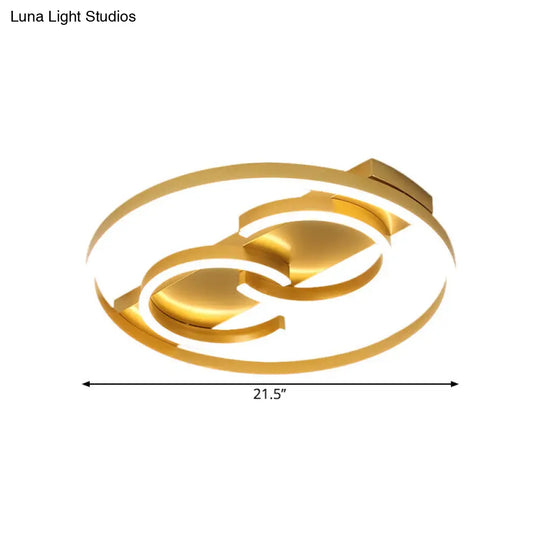 Modernist Metal Led Semi Flush Mount Gold Ceiling Light With Warm/White Lighting 18’/21.5’ Width