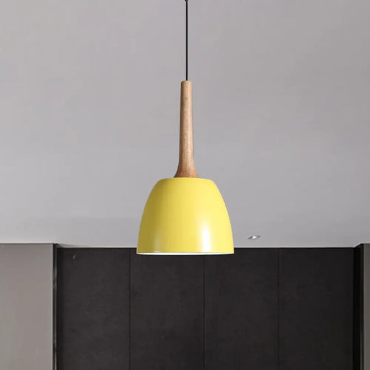 Modernist Metal Pendant Ceiling Light - Yellow/Blue/Green Domed Design Perfect For Dining Room