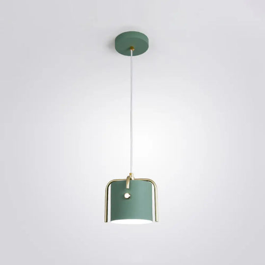 Modernist Metal Pendant Lamp With Bucket Shade – Cross Top 1 Head Dining Room Hanging Kit Green