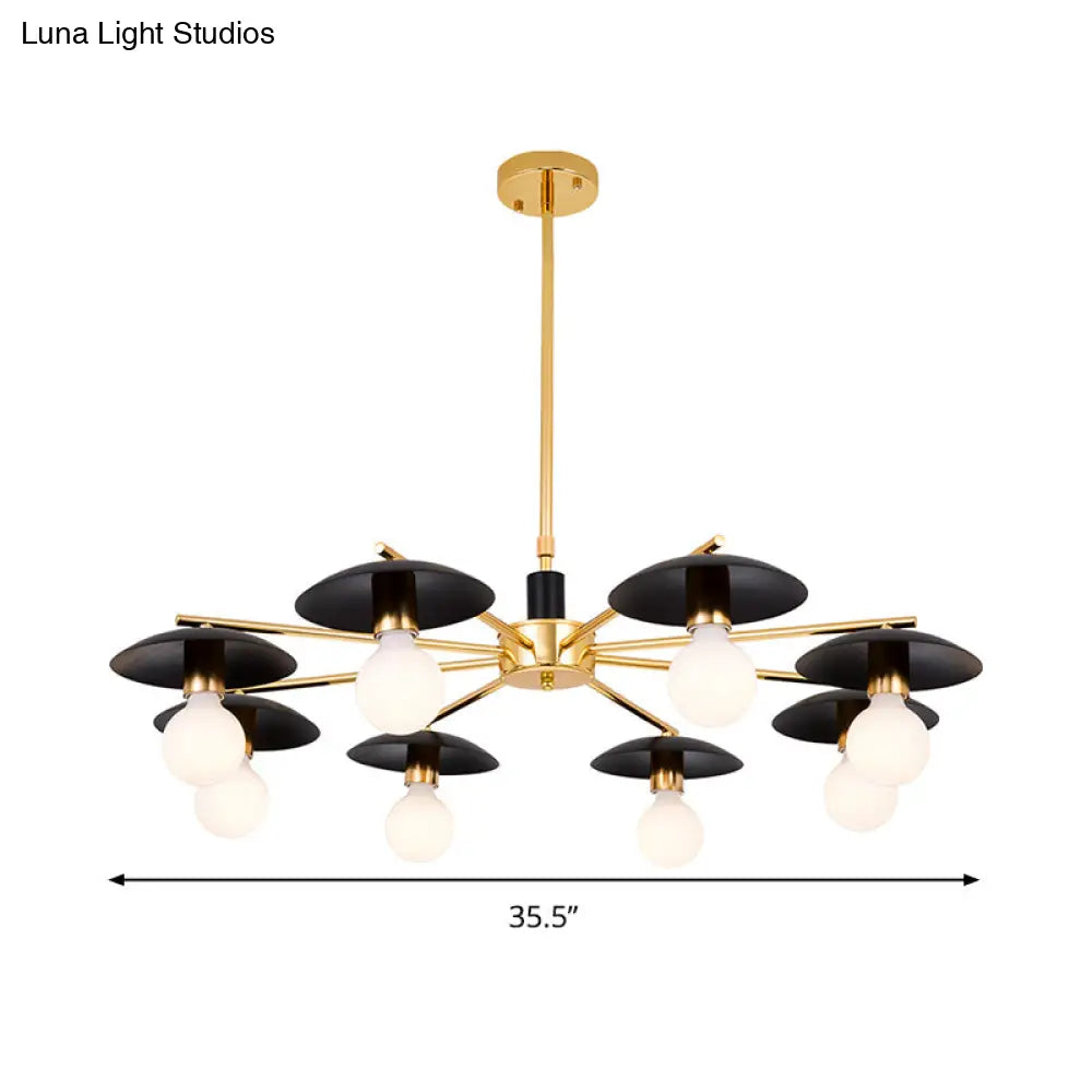 Modernist Metal Radial Chandelier With 6/8 Black And Gold Heads - Stylish Ceiling Pendant Lamp For