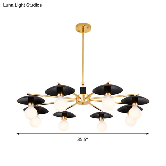 Modernist Metal Radial Chandelier With 6/8 Black And Gold Heads - Stylish Ceiling Pendant Lamp For