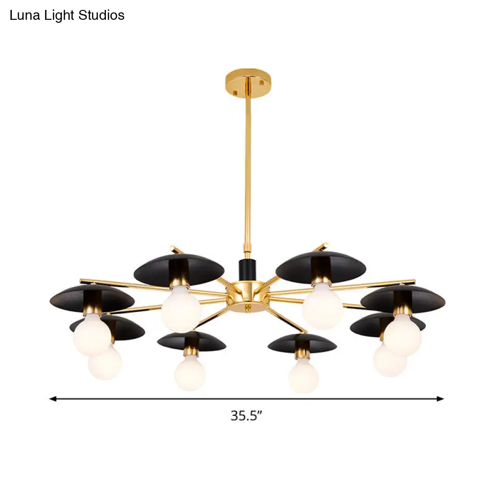 Modernist Metal Radial Hanging Chandelier - 6/8 Heads Black & Gold Ceiling Pendant Lamp For Living