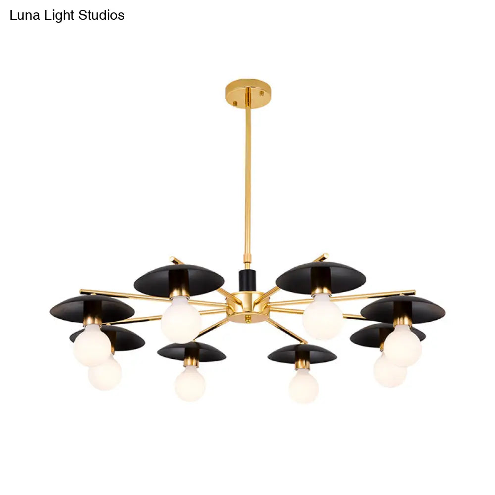 Modernist Metal Radial Chandelier With 6/8 Black And Gold Heads - Stylish Ceiling Pendant Lamp For