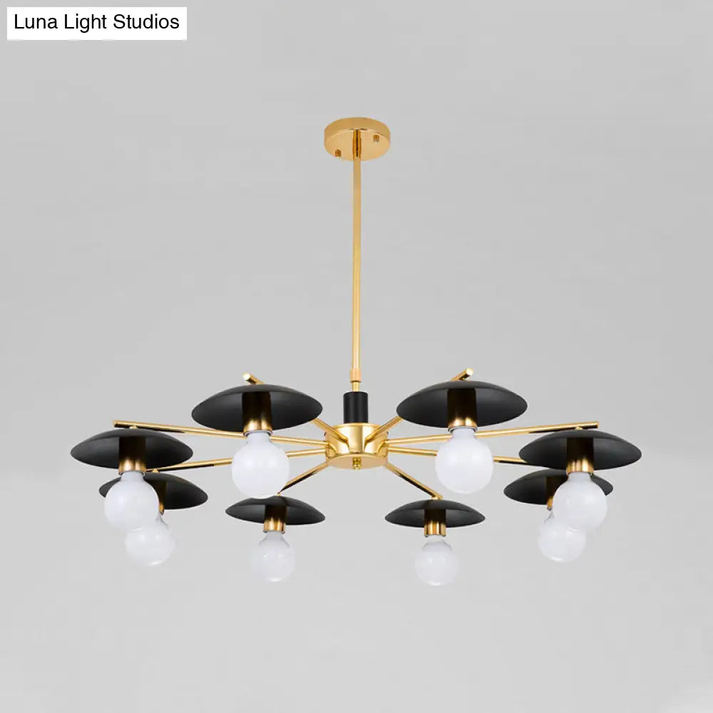 Modernist Metal Radial Chandelier With 6/8 Black And Gold Heads - Stylish Ceiling Pendant Lamp For